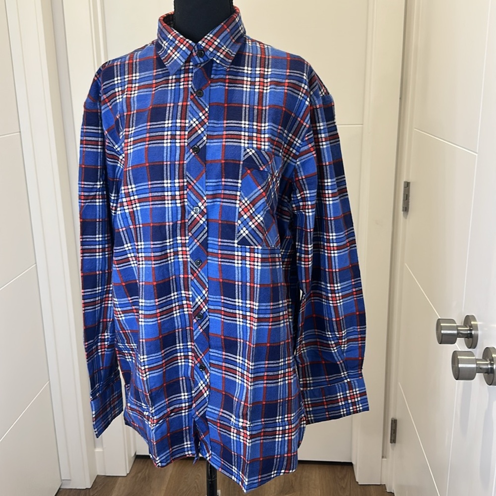 Vintage Palermo Plaid Flannel Shirt 100% Cotton Men’s L Brand New Without Tags